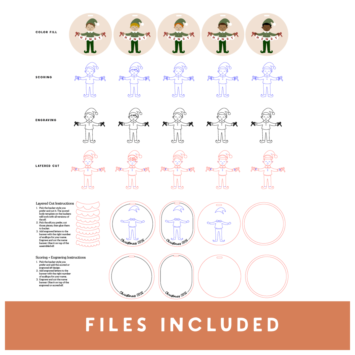 Elf Boy Banner Ornaments