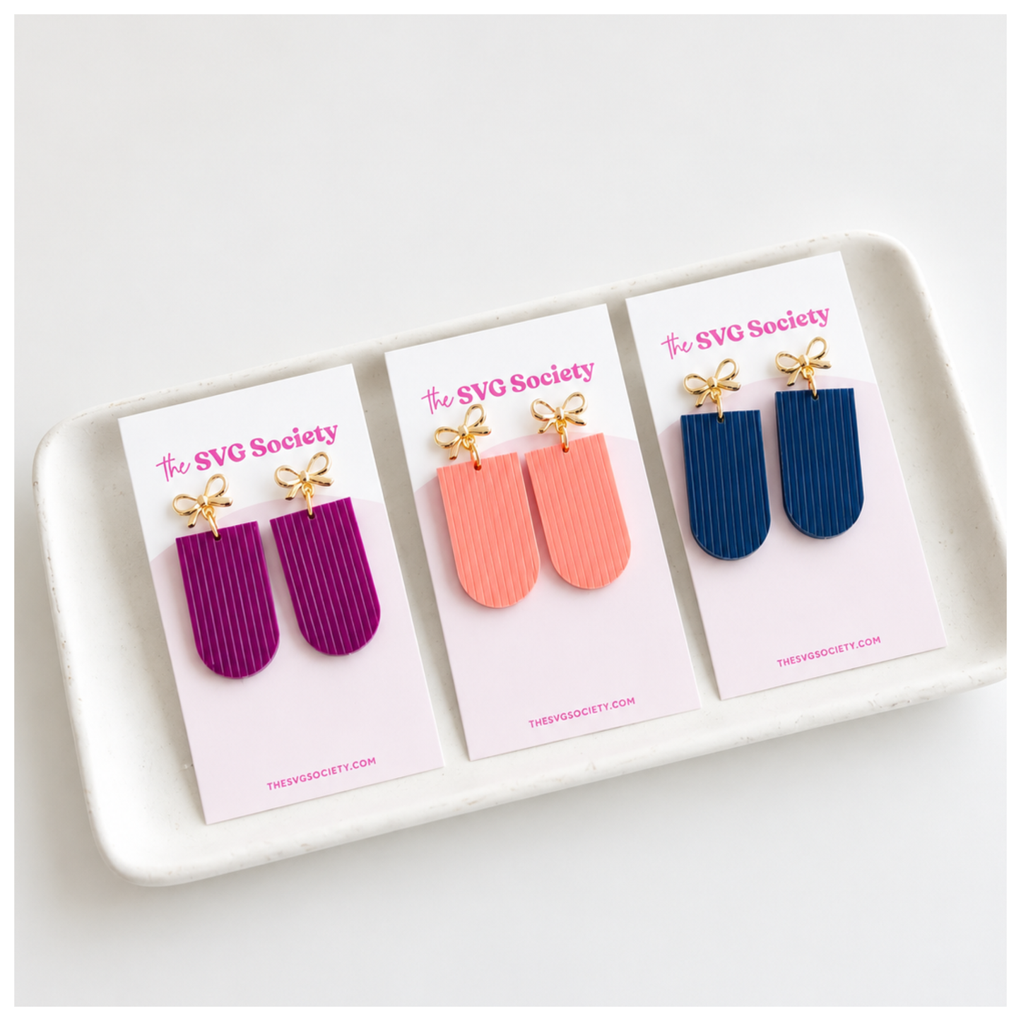 Long Arch Striped Earrings