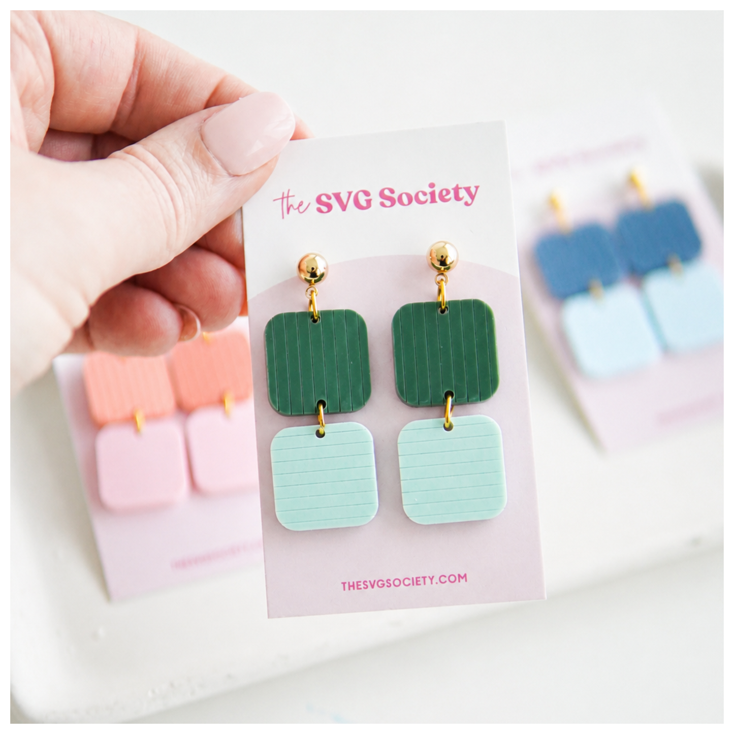 Square Striped Earrings