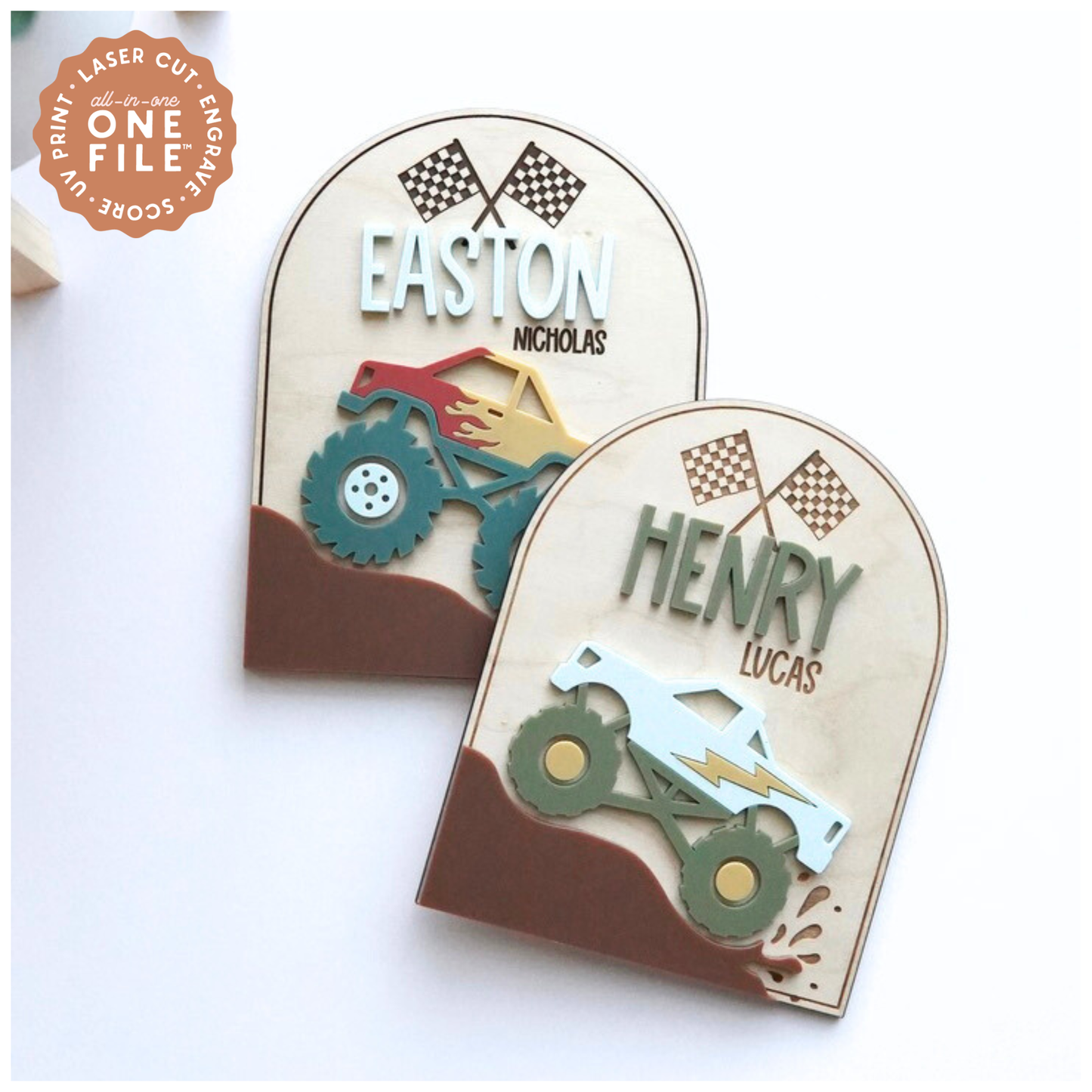 One File Monster Truck Name Signs