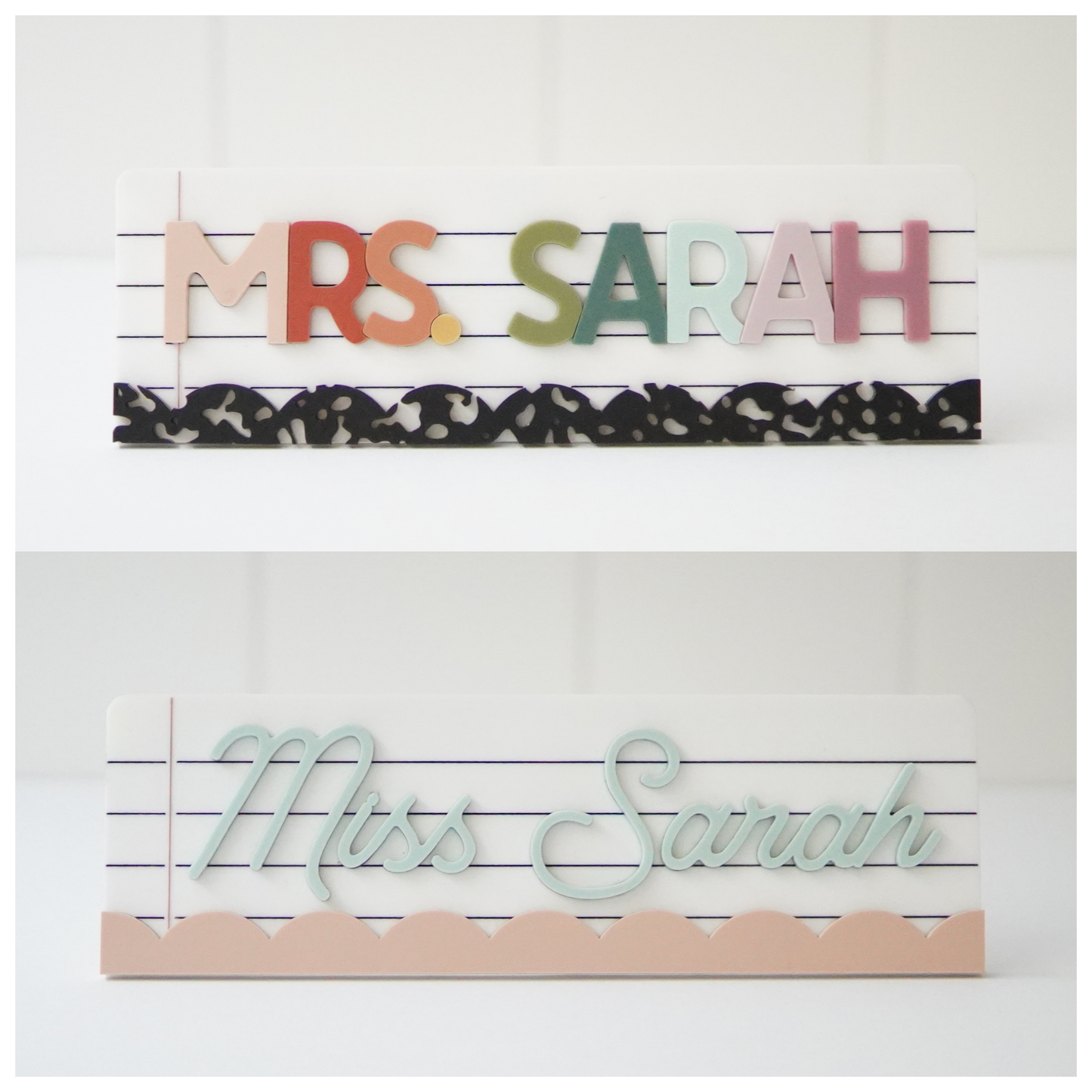Teacher Name Sign Paper Scallops