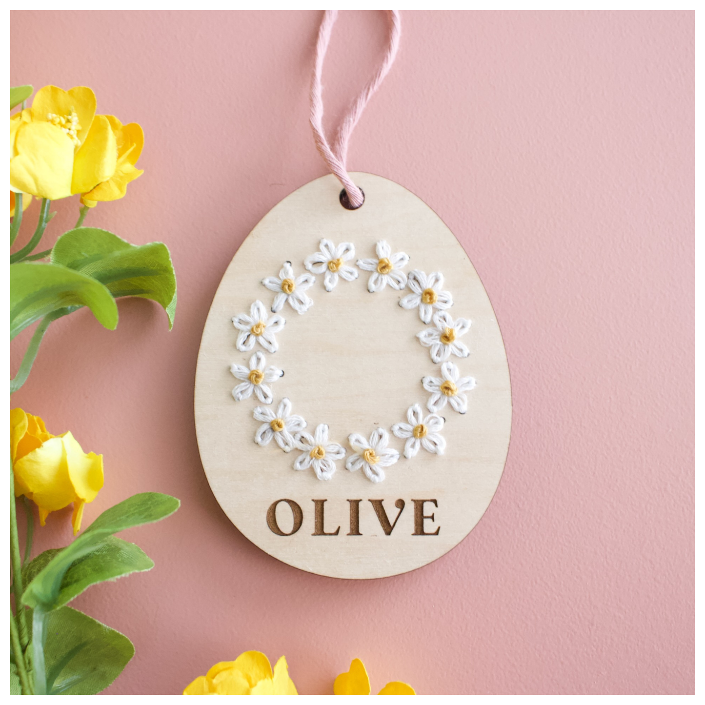 Daisy Easter Egg Embroidery Tags Full Alphabet