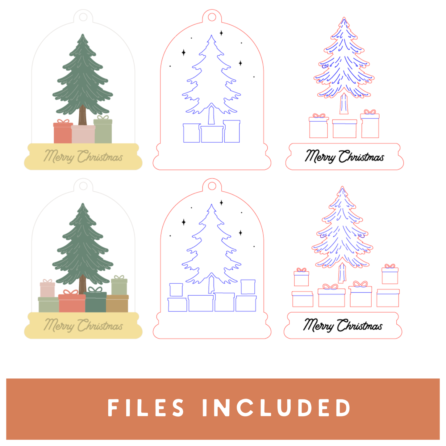 Cloche Tree with Presents Ornament