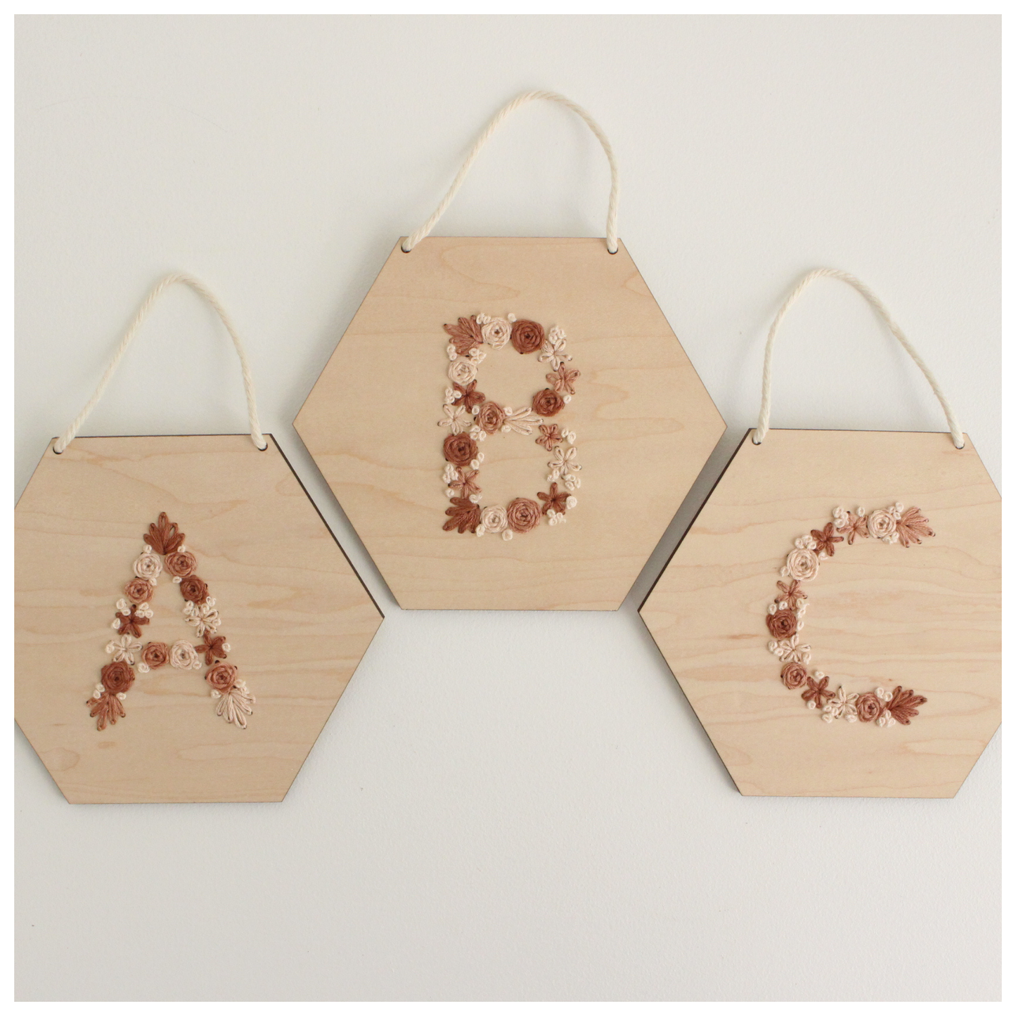 Floral Monogram Hexagon Embroidery