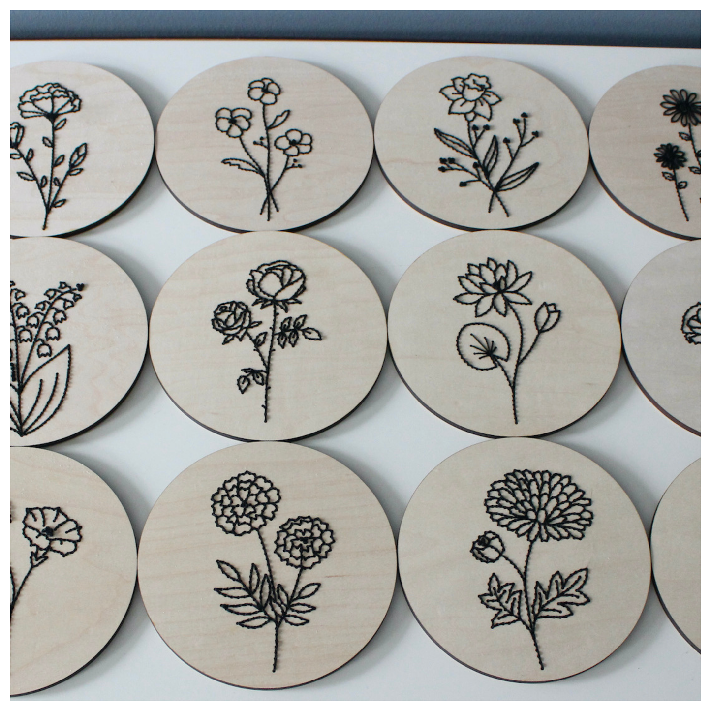 Embroidery Birth Month Floral Set