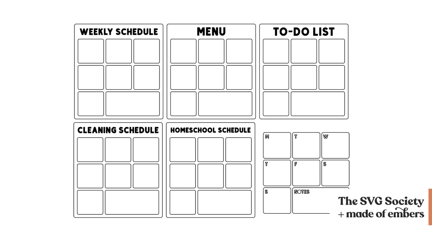 Weekly Calendar - 5 Variations