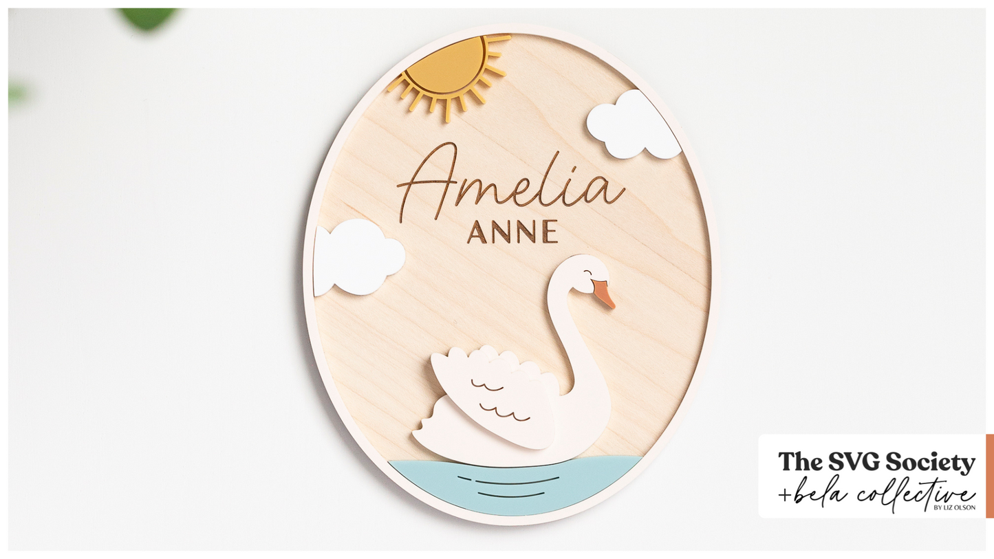 Swan Name Sign - Oval
