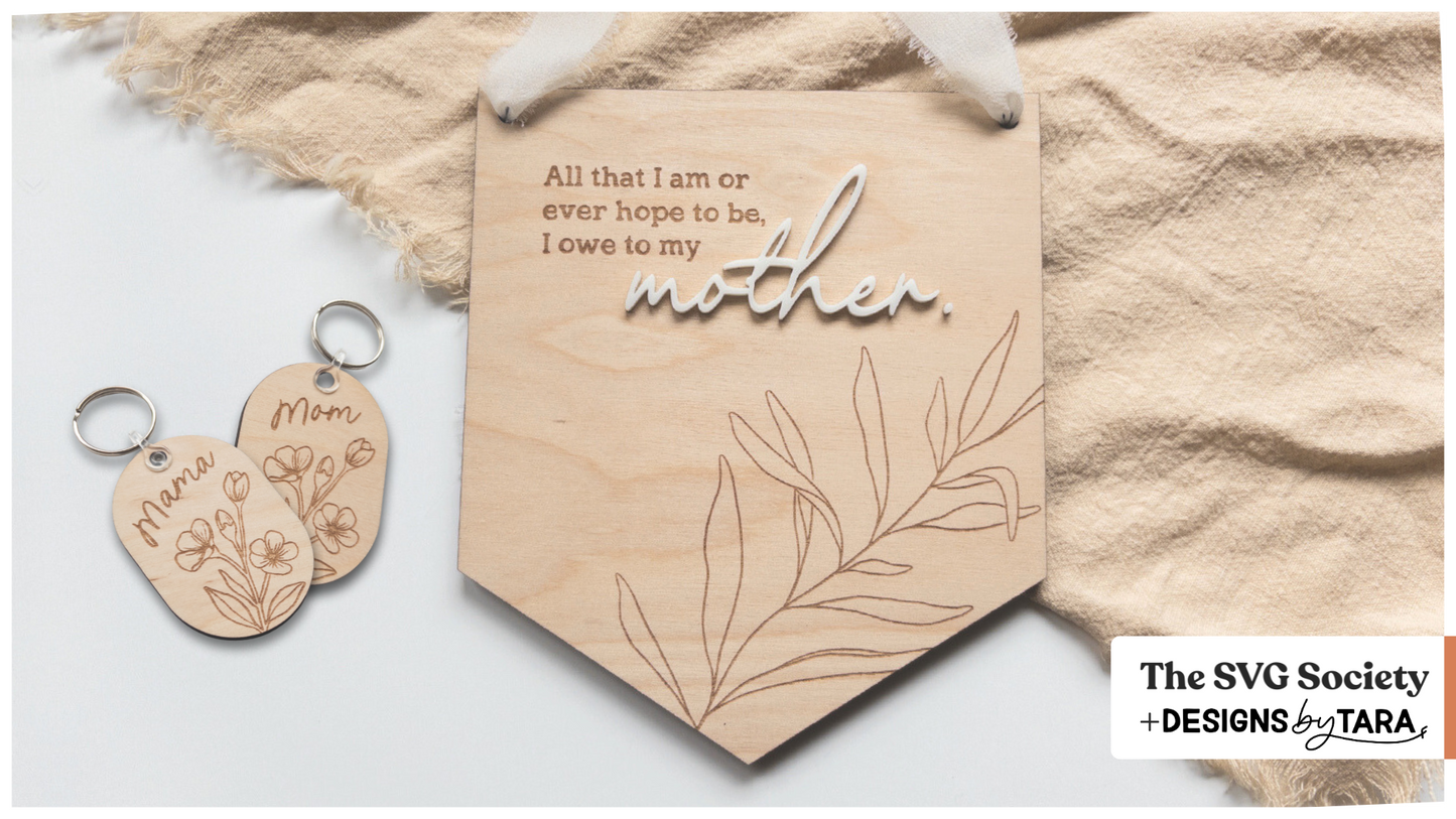 Mother's Day Pennant Sign + Keychains
