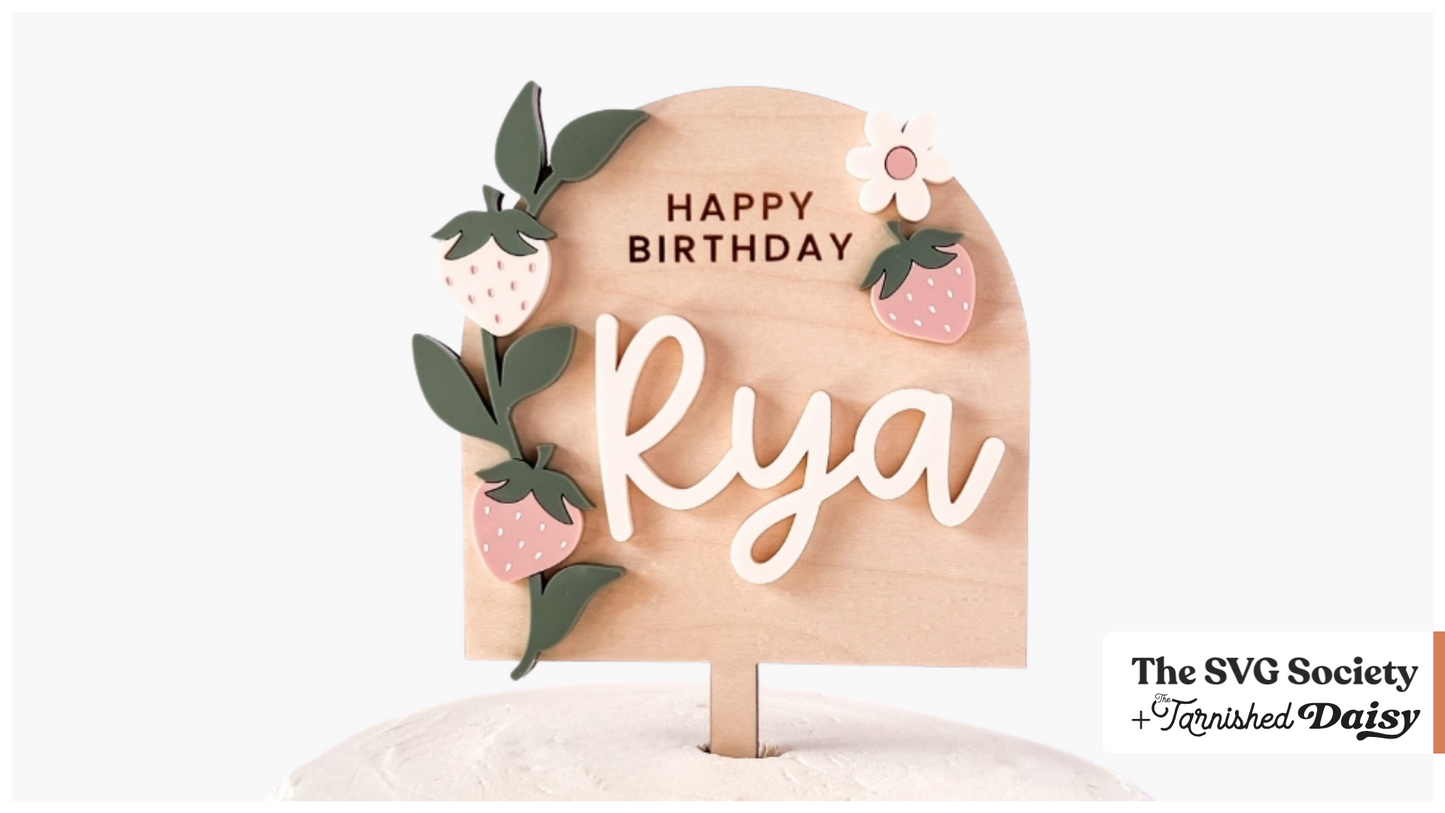 Strawberry Birthday Cake Topper
