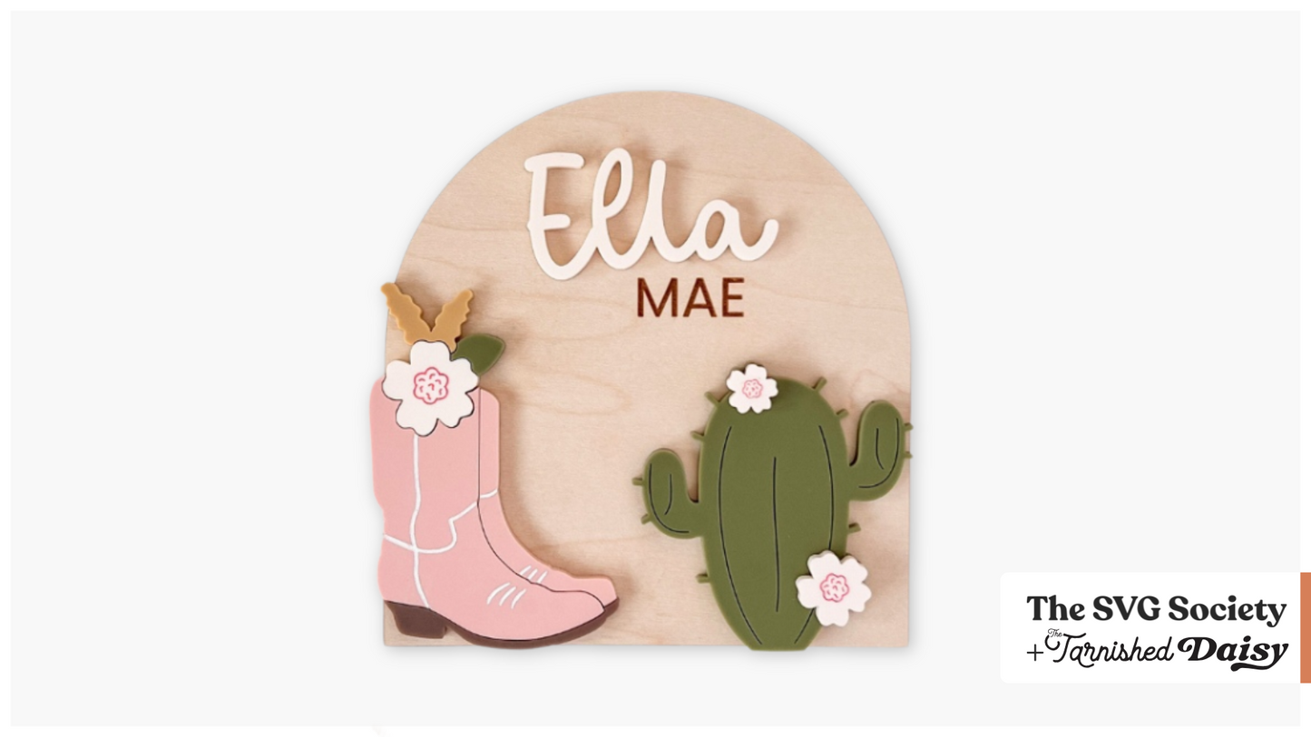 Western Name Sign in Pink