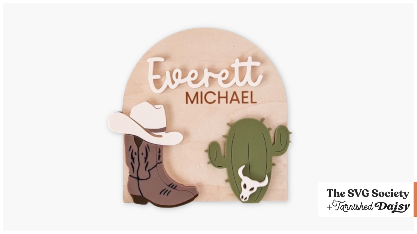 Western Name Sign in Brown
