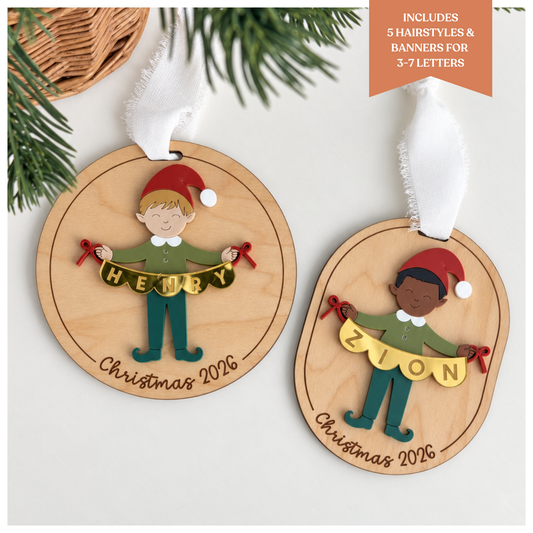 Elf Boy Banner Ornaments
