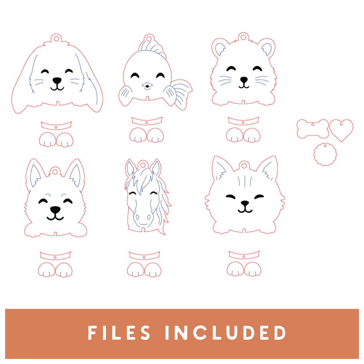 Pet Head Ornament Set