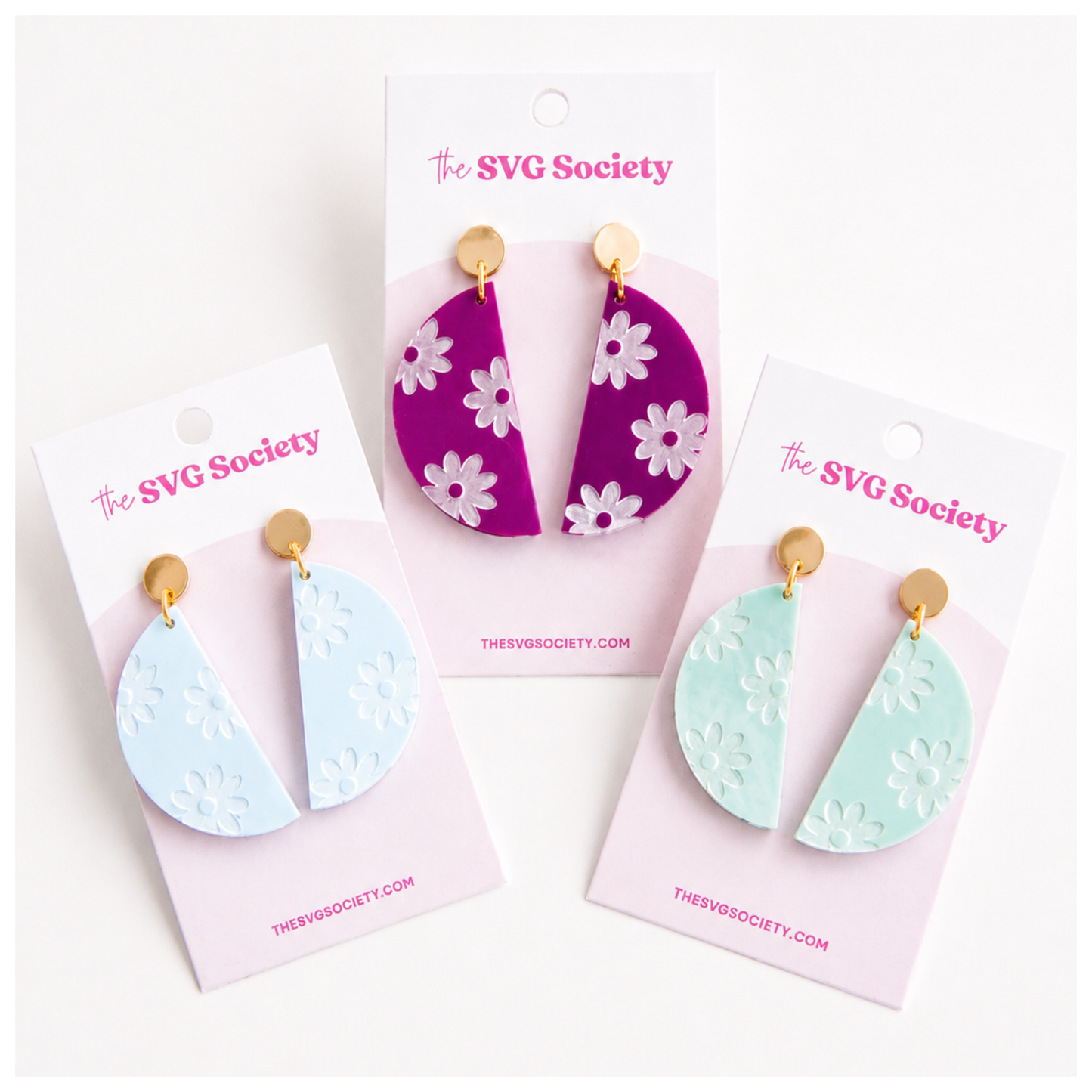 Half Circle Daisy Earrings