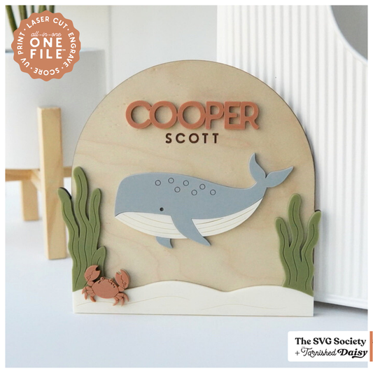 Under the Sea Whale Name Sign