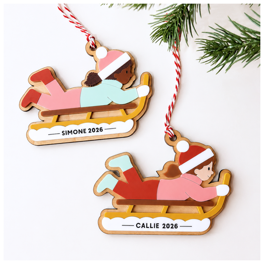 Sledding Girl Ornaments