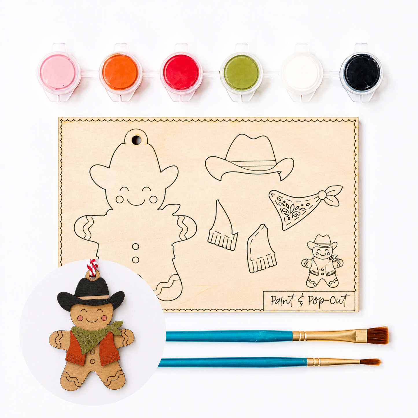 Paint and Pop Out Kit Howdy Holidays Gingerbread Boy