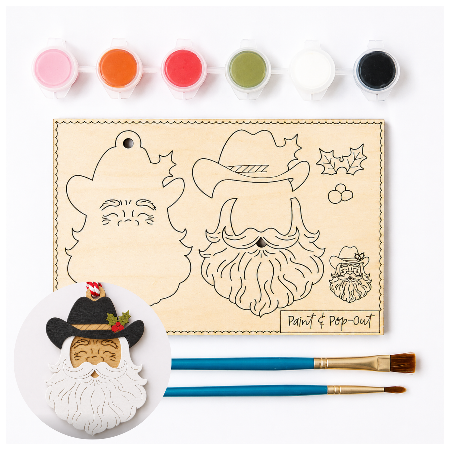 Paint and Pop Out Kit Howdy Holidays Santa