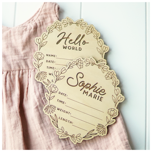 Birth Stats & Hello World Wildflower Signs