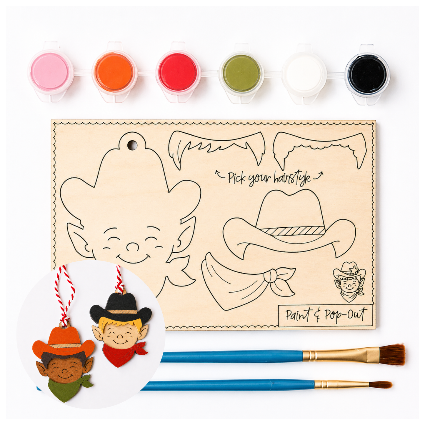 Paint and Pop Out Kit Howdy Holidays Elf Boys