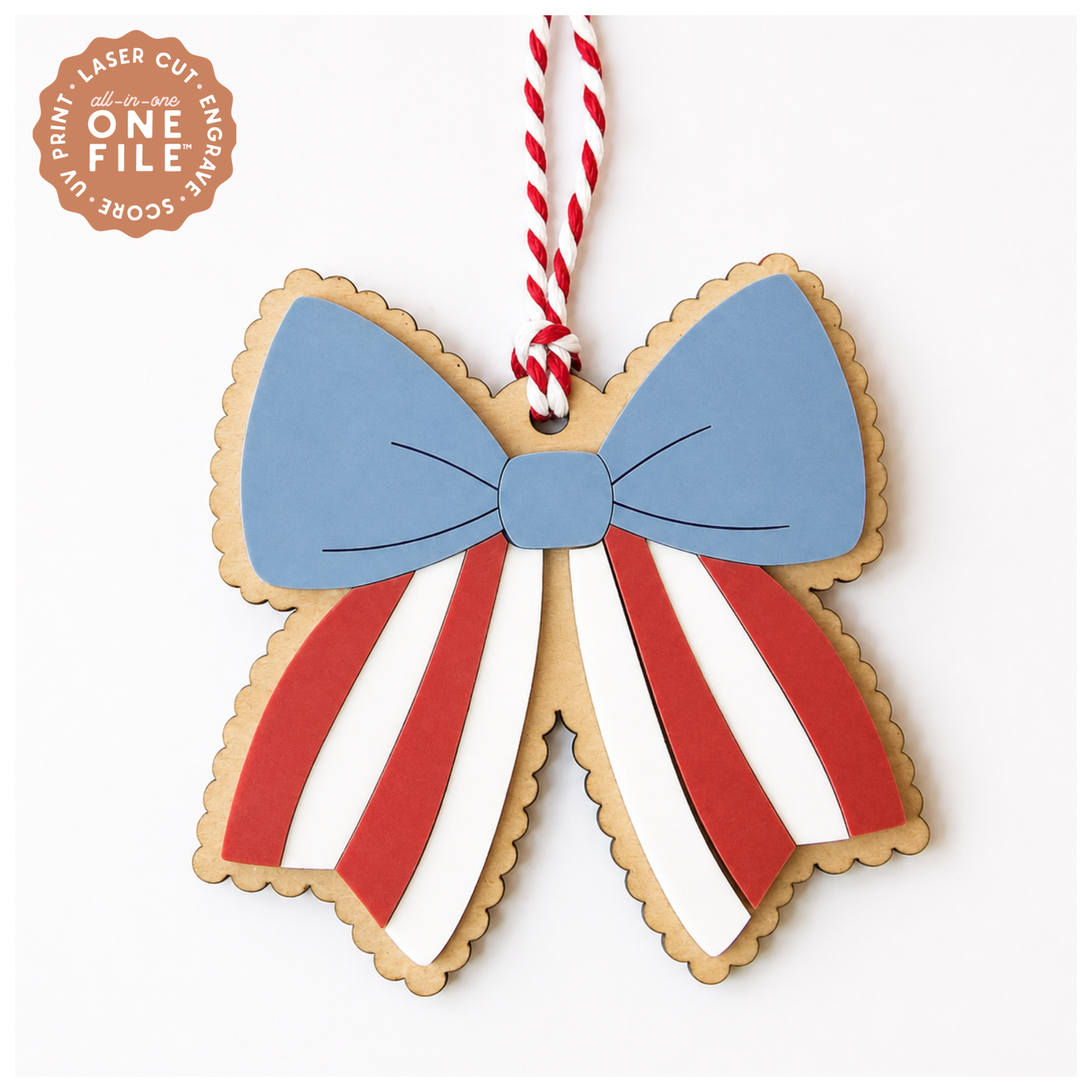 Scalloped USA Flag Bow