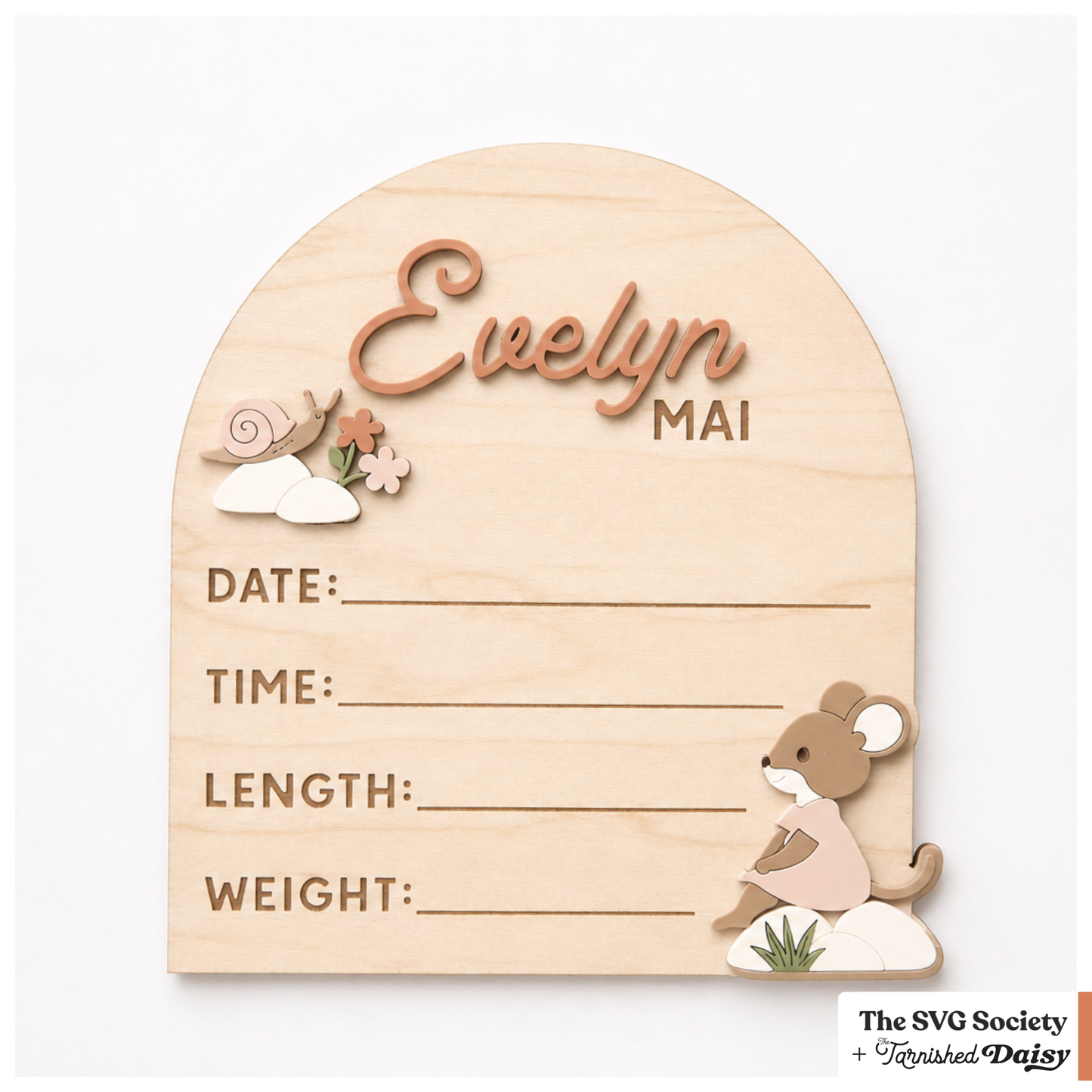 Woodland Mice Birth Stats Sign