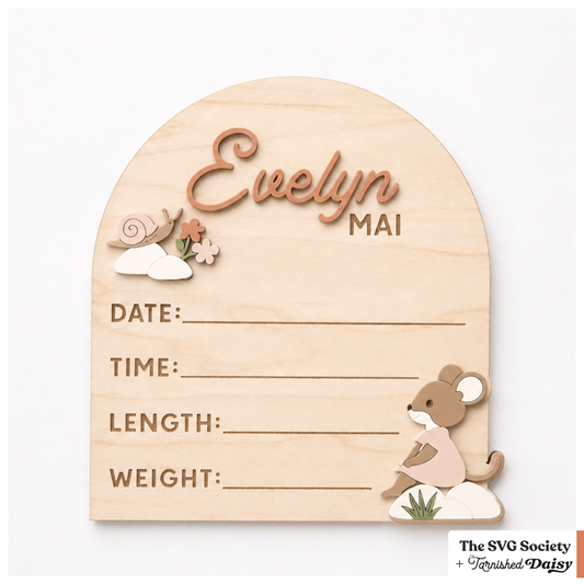 Woodland Mice Birth Stats Sign