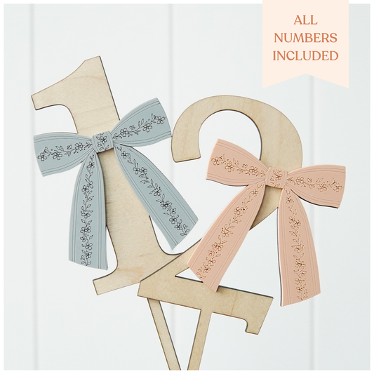 Floral Bow Cake Toppers