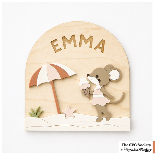 Woodland Mice Girl Beach Name Sign