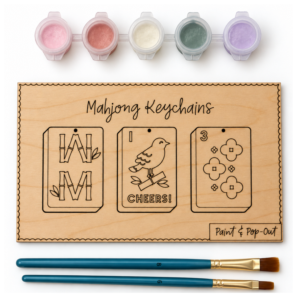 Mahjong Paint and Pop Out Keychain Kit