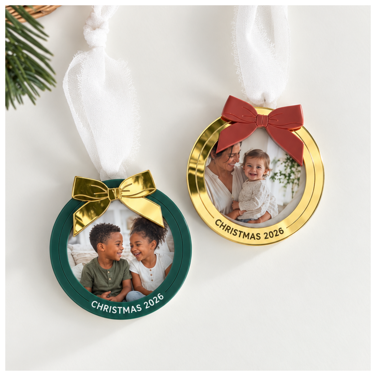 Round Bow Frame Ornament
