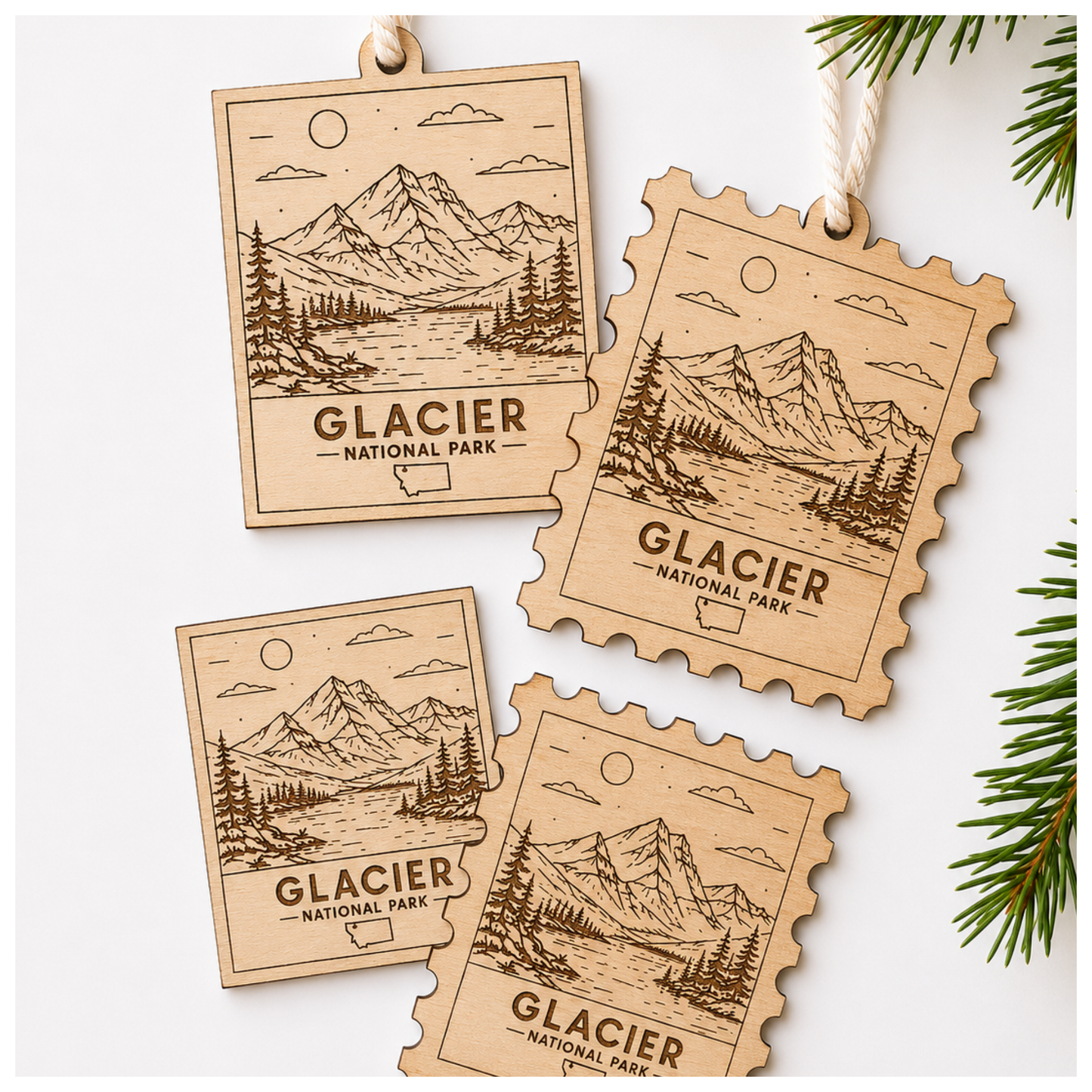 National Park Collection: Glacier Stamp Ornaments & Magnets