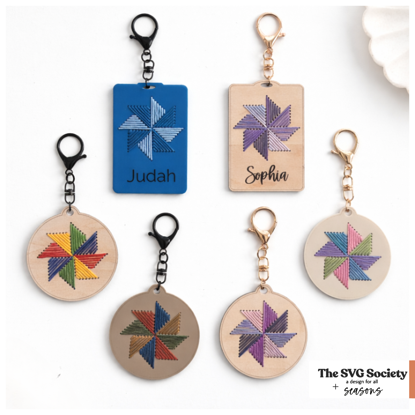 Embroidery Pinwheel Bag Tags
