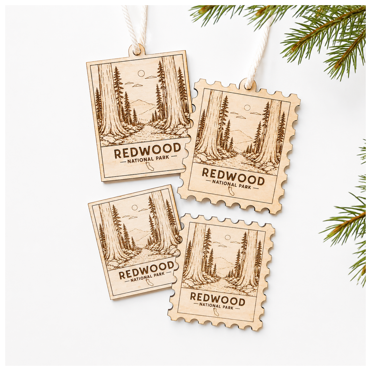 National Park Collection: Redwood Stamp Ornaments & Magnets