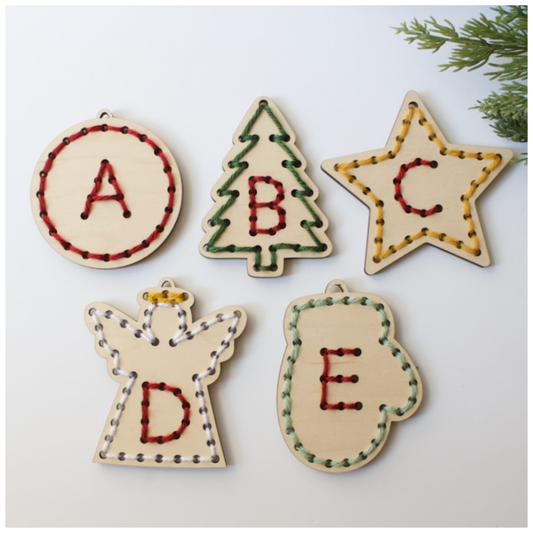 Christmas Alphabet Yarn Sewing Ornaments