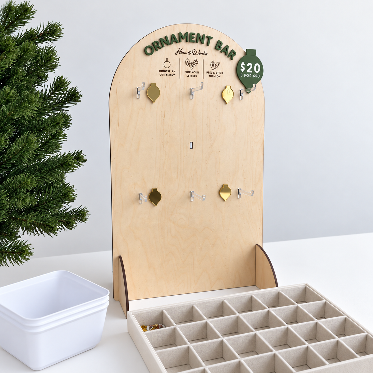 2-In-1 Mini Initial Ornament Display