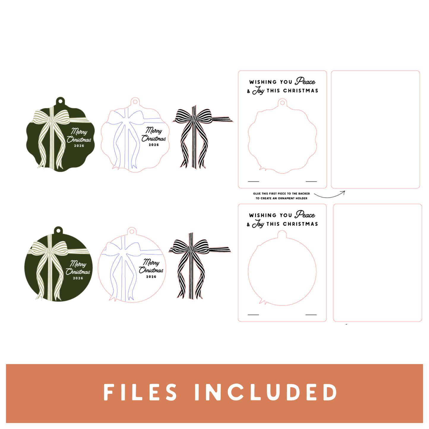 Bow Ornaments Circle and Wavy