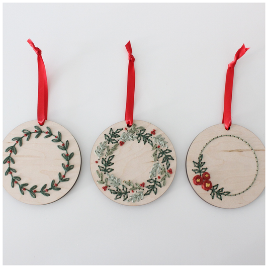 Embroidery Christmas Wreath Ornaments