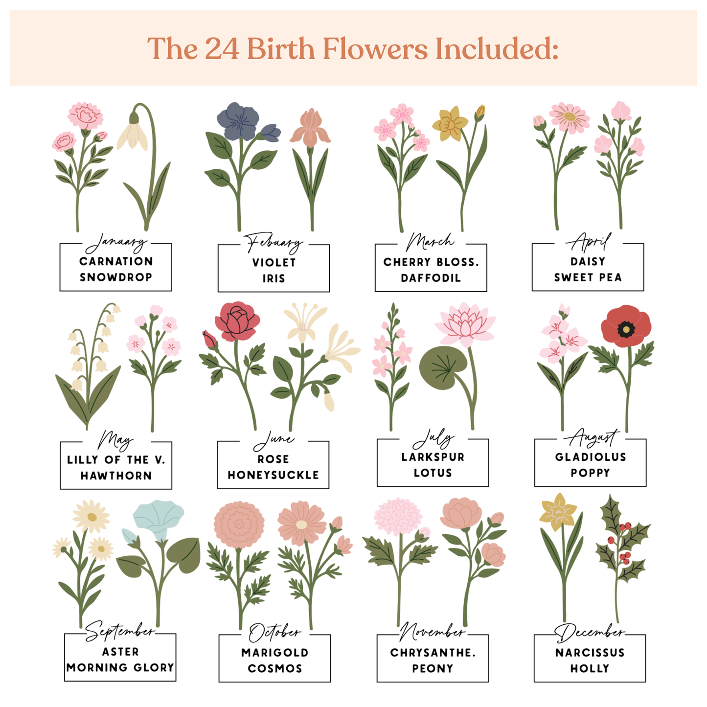 Birth Flower Stem Name Signs