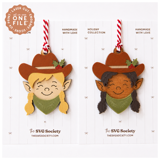 Howdy Holidays Elf Girl Ornaments