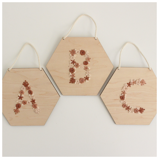 Floral Monogram Hexagon Embroidery