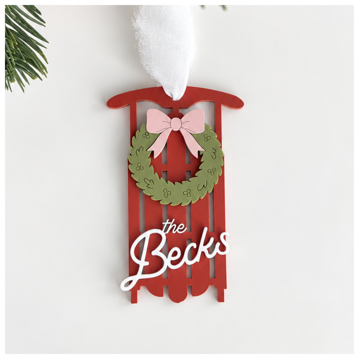 Sled with Wreath Ornament