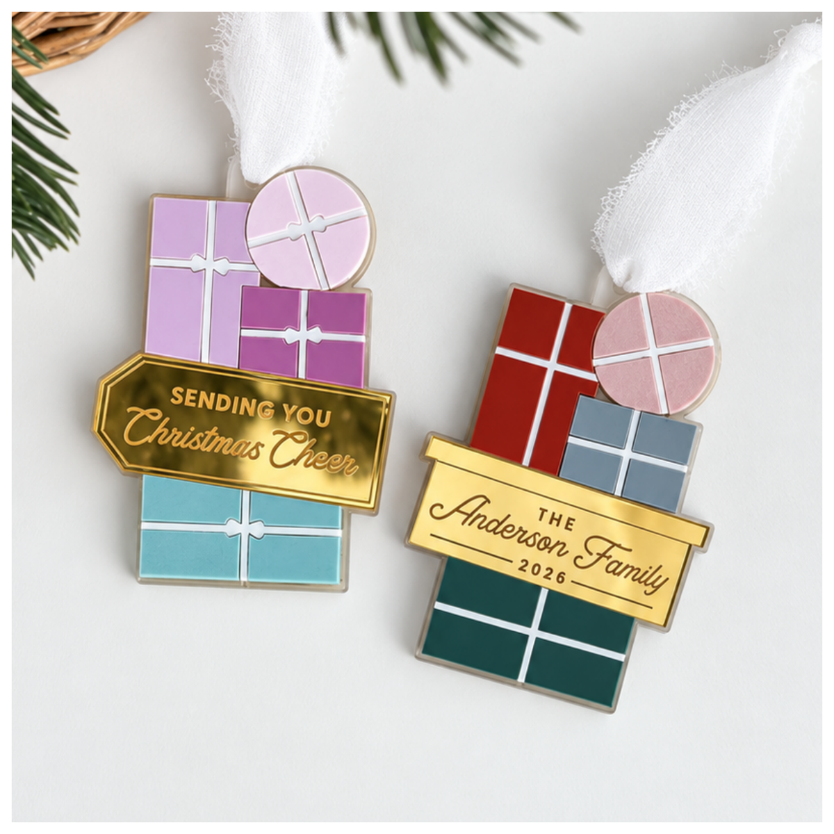 Stacked Present Ornament