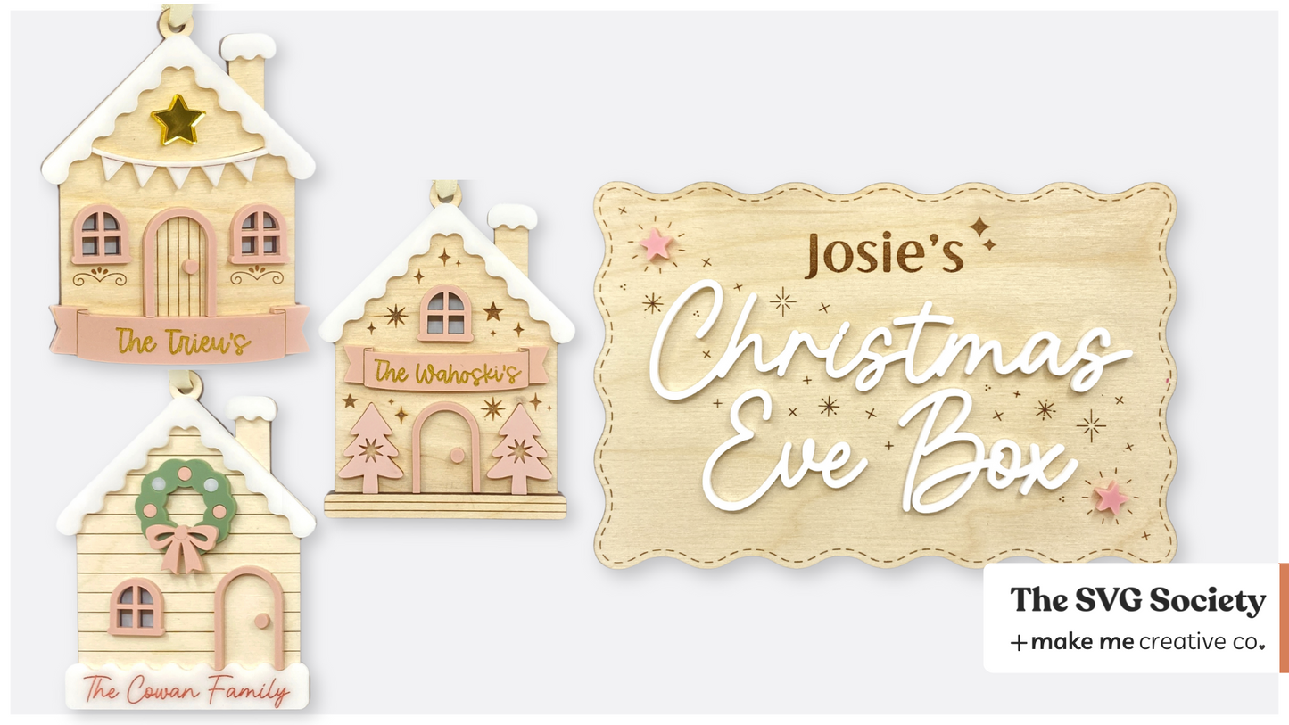 Holiday House Ornaments & Christmas Eve Box Sign