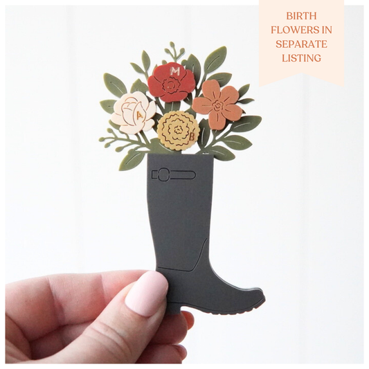 Rain Boot Magnet for Mini Birth Flowers - Mother's Day
