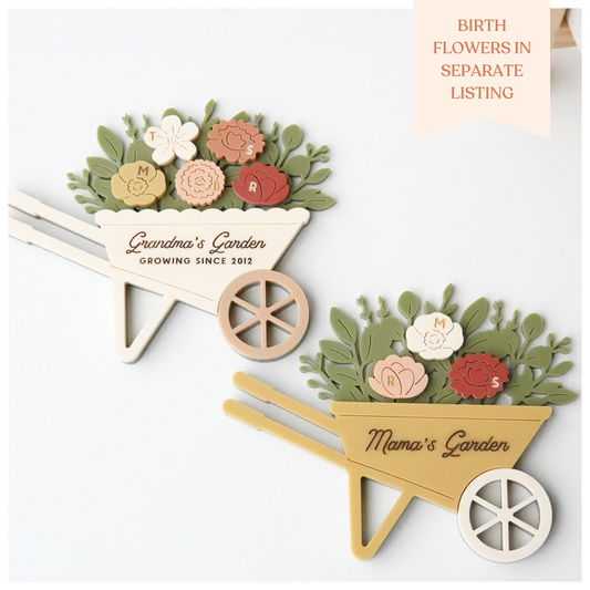 Wheelbarrow Magnets for Mini Birth Flowers - Mother's Day