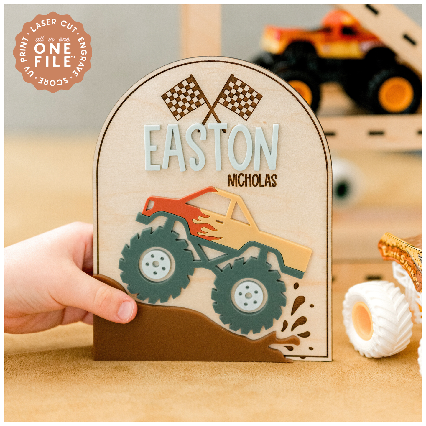 One File Monster Truck Name Signs