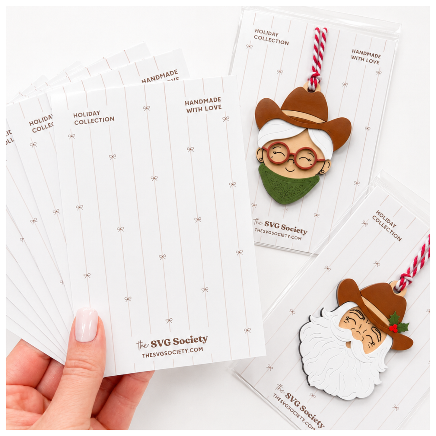 Holiday Backer Card Template - Stripes & Bows