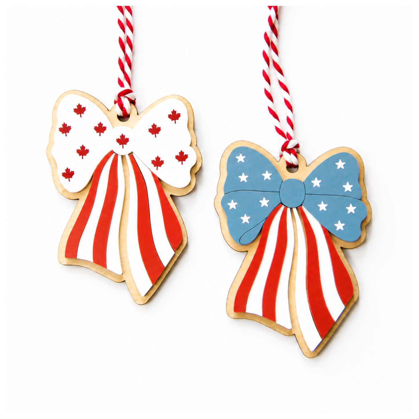 Canada & USA Flag Bows