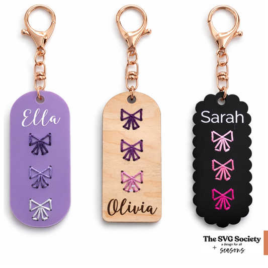 Embroidery Bow Bag Tag